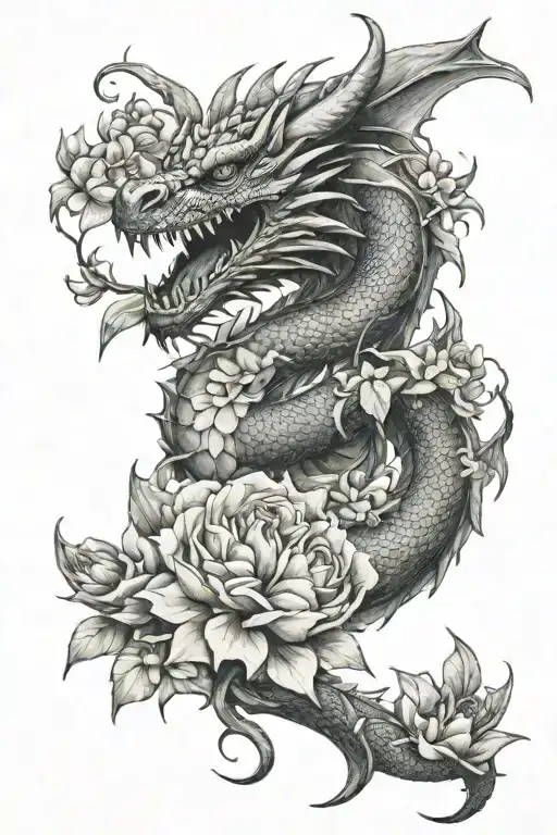 Dragon And Flowers