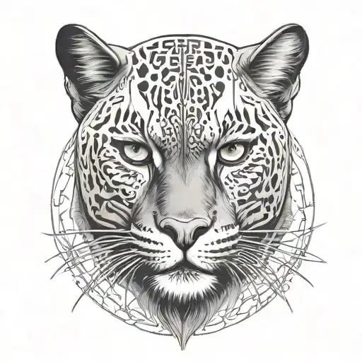 Half Cat Face And Half Black Panther Face