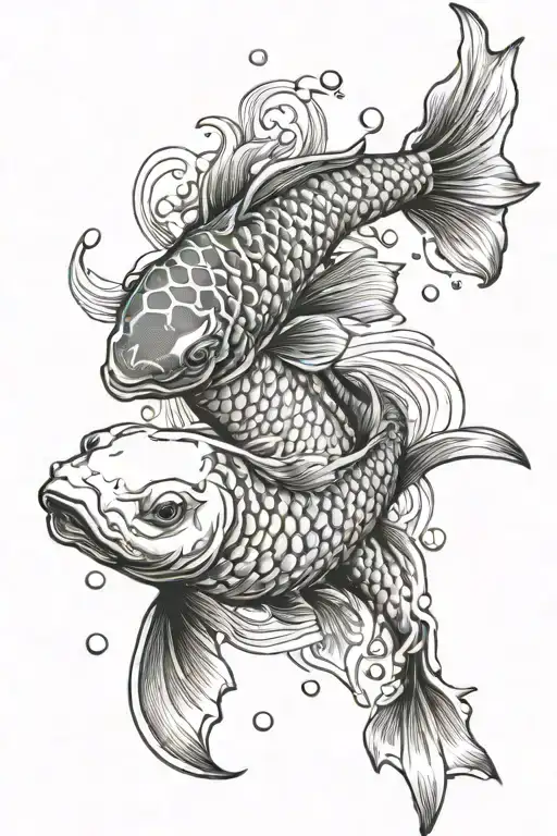 Koi Fish Swimming Upstream