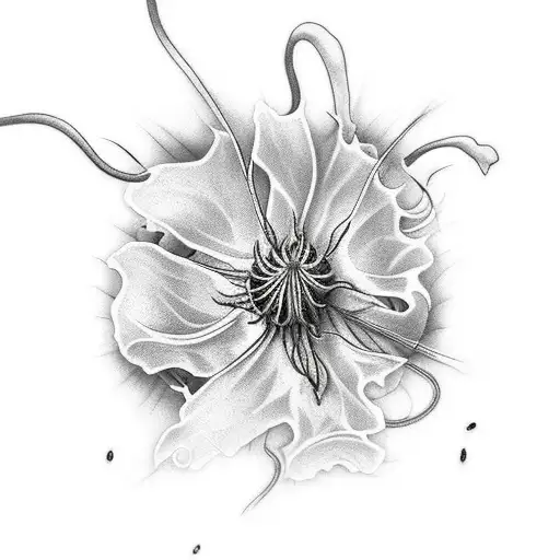 Juuzous Scar From Tokyo Ghoul With Spider Lily Flowers From It In The Shoulder Area