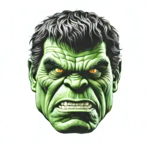 Black White Hulk With Glowing Green Eyes Face