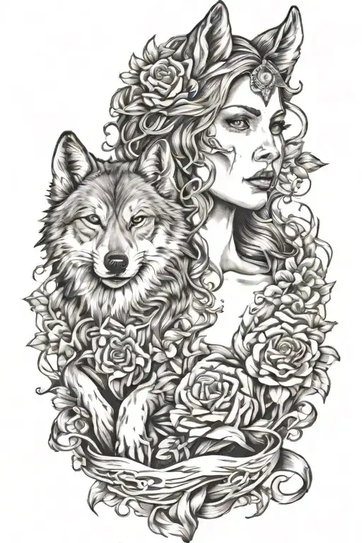 Woman Blended With Wolf Ulcerative Colitis Ribbon