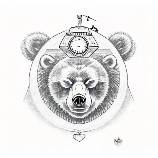 A Bear Sleeping And A Child Trying To Wake Up The Bear