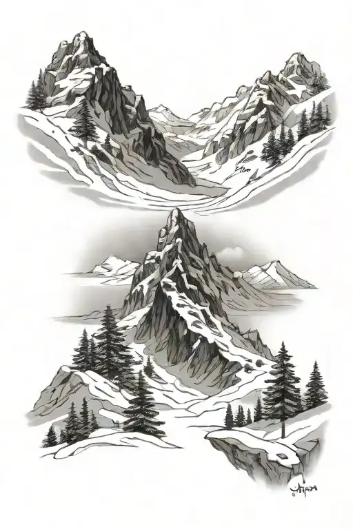 Snowy Mountain Scene