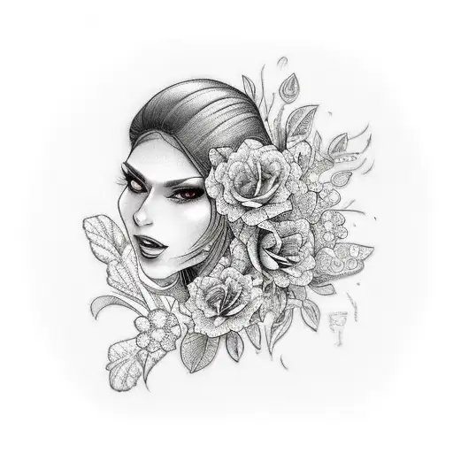 Gangsta Girl On Motorcycle With Flowers