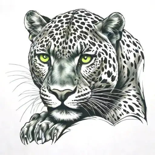 Line Work Panther With Green Eyes