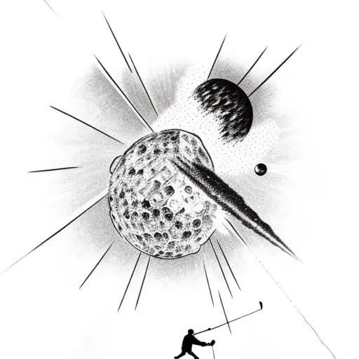 Meteor With An Astronaut Playing Golf On It