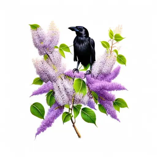 Crow With Lilacs