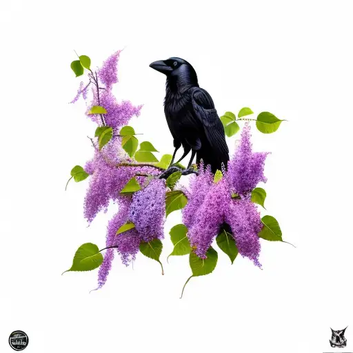 Crow With Lilacs