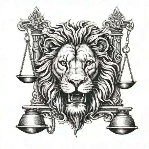 Lion Head Biting Scales Of Justice