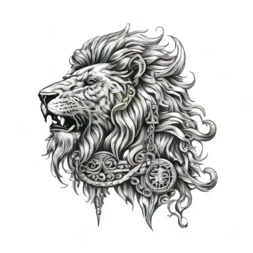 Lion Head Biting Scales Of Justice