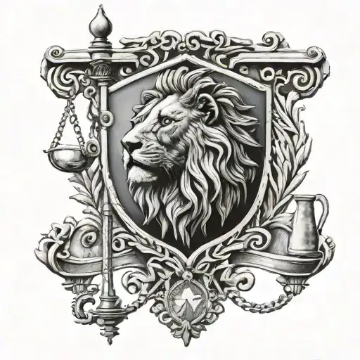 Lion Head Scales Of Justice Shield