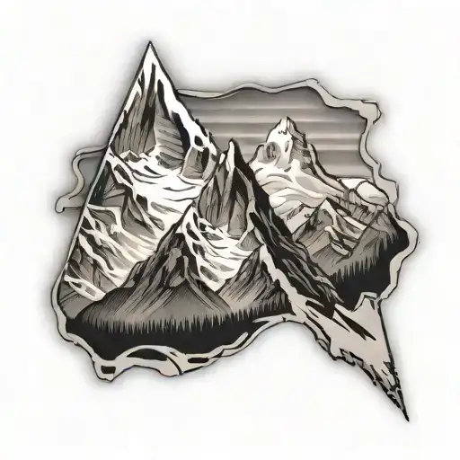 Three Mountain Peaks With A Subtle Letter M