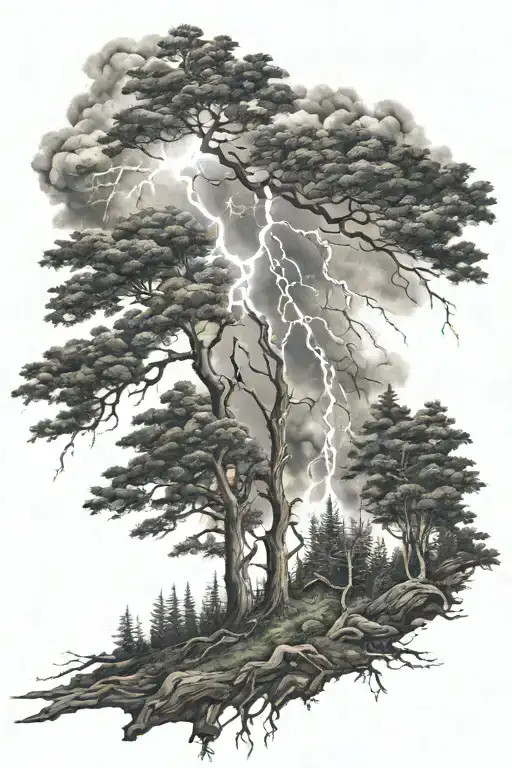 Forest And Lightning Storm