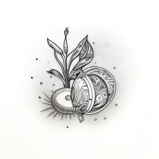 Purple Nepentes Plant With A Humminbird