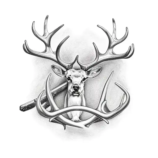 Letter B And A Jesus Cross And Antlers Around It