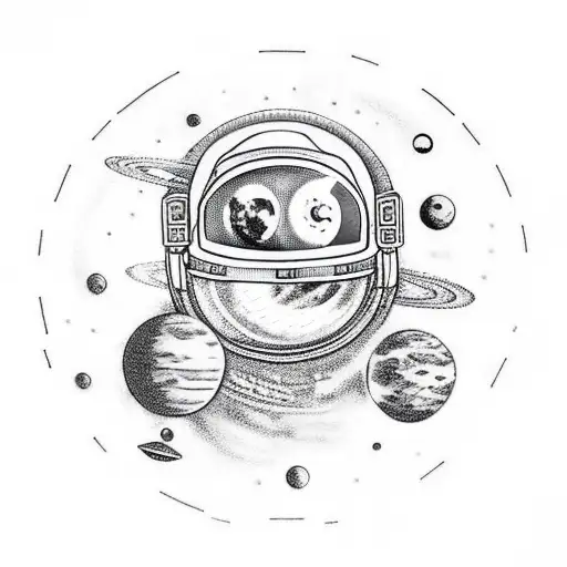 A Realistic Astronaut Floating In Space With A Planets In The Background