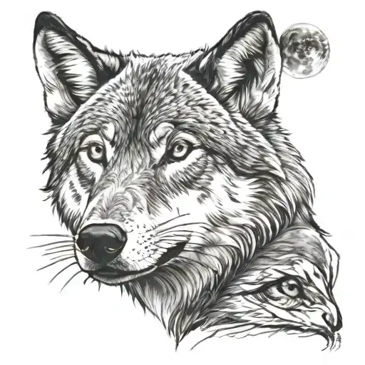Wolf And Moon
