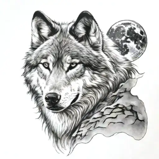 Wolf And Moon