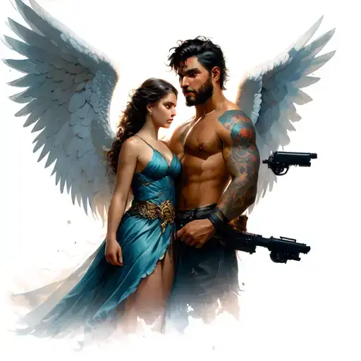 Angel Girl And Man Fighter
