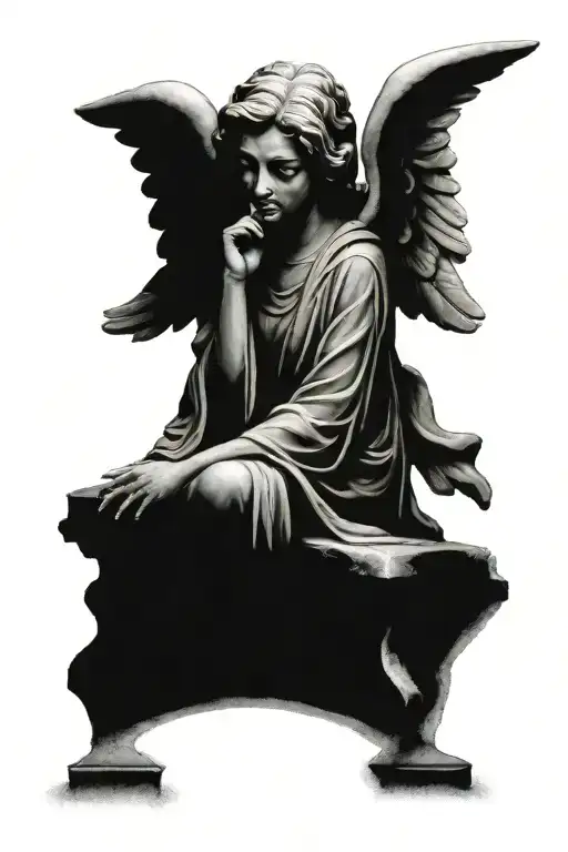 Weeping Angel On A Gravestone