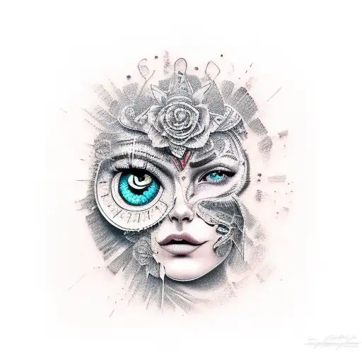 Face Of Women Broken Window