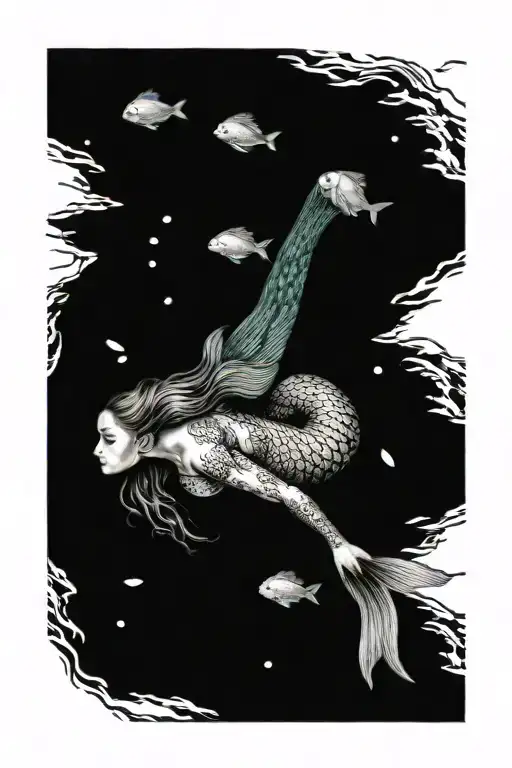 Mermaid Swimming Underwater