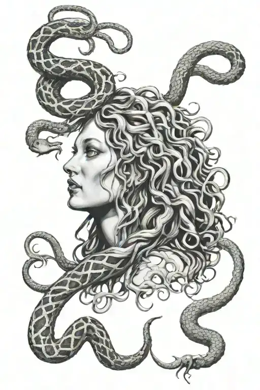 Medusa With Snakes Coming In Hair And From Eyes
