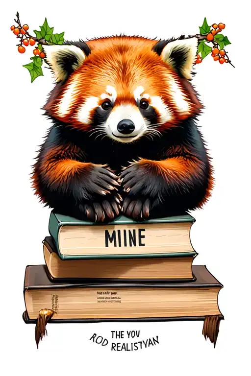 Books Surrounded By Red Panda Bear Saying Mine