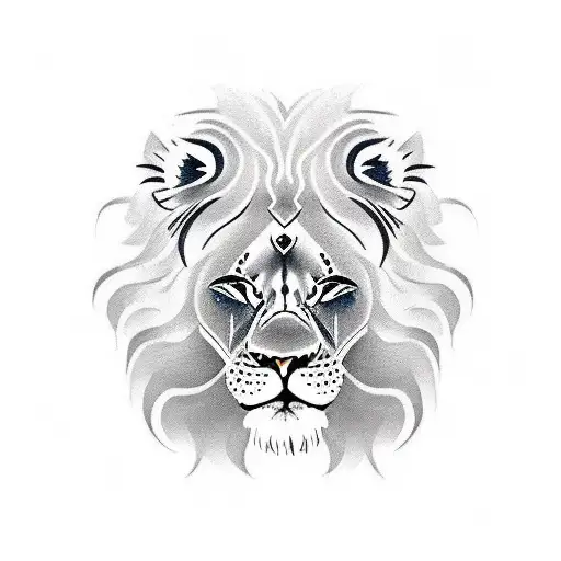 Lion With Stopwatch Around The Eye And Cub Underneath