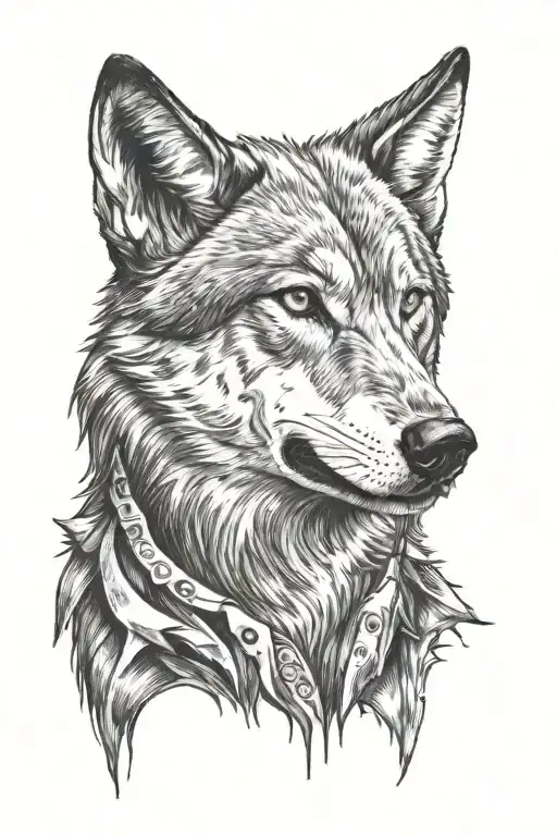 Positive Wolf Face With 4 Knife Stabs