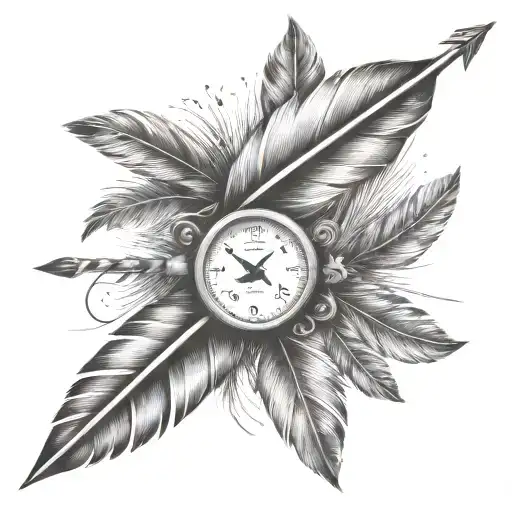 An Arrow Turning Into A Bird Feather With Birds Flying Away