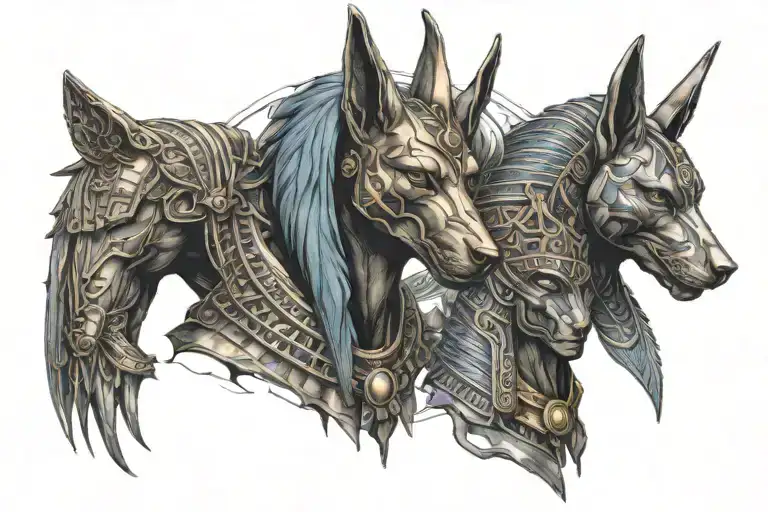 Anubis Egyptian God With Another Egyptian God Next To Him