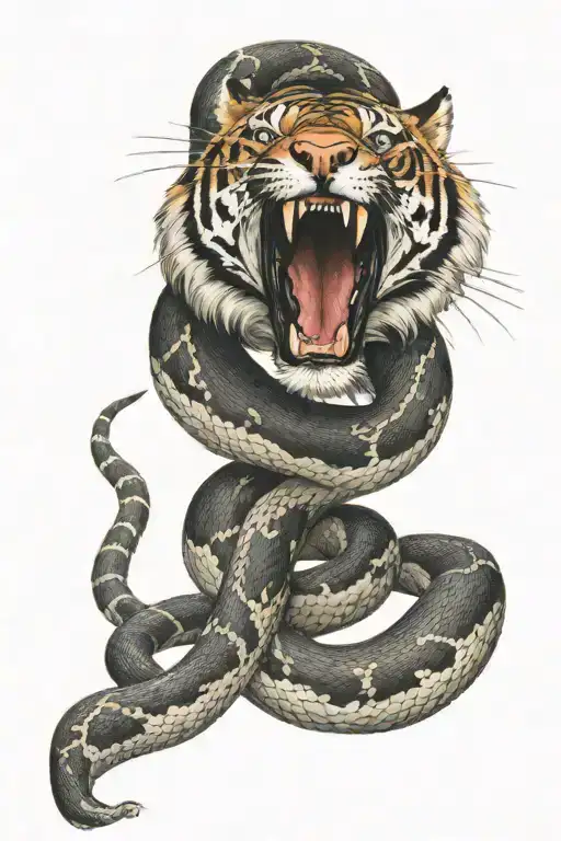 Tiger Head Snake Coiled