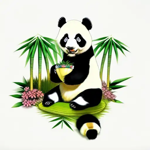 Panda Eating Bambu