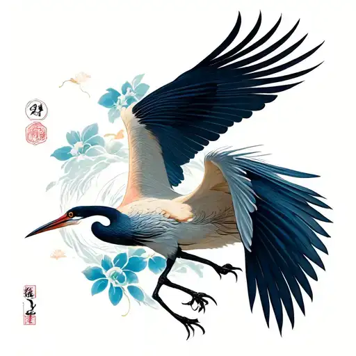 Japanese Realism Style Tattoo Crane
