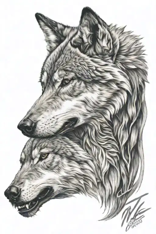 Wolf Head Coming Out Of Arm