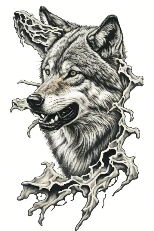 1 Realistic Wolf Head Tearing The Skin Off My Arm To Get Out