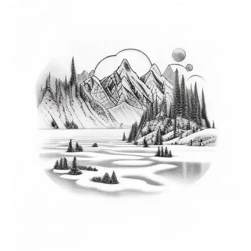 Forest With Mountains And A Lake Sleeve