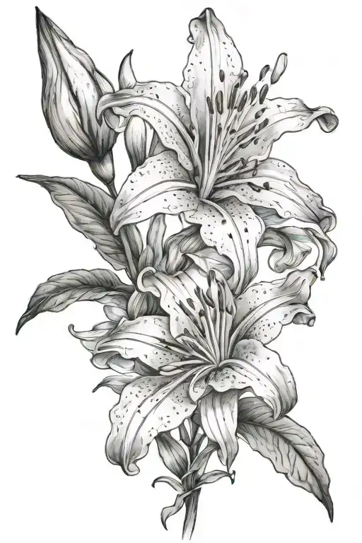 Lily On Stem Part Bloom