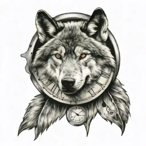 Wolf Head With Clock