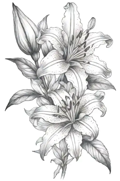 Lily On Stem Part Bloom