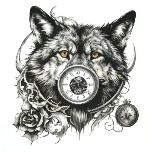 Wolf Head Coming Out Of A Clock