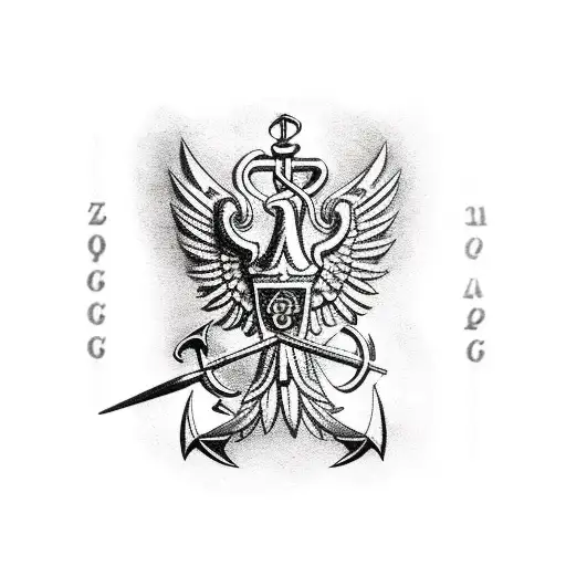 Polish Eagle And Anchor And Compass And Detailed Eye