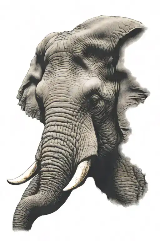 Close-up Of Adult African Elephant Head
