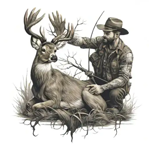 Hunter Killing A Deer