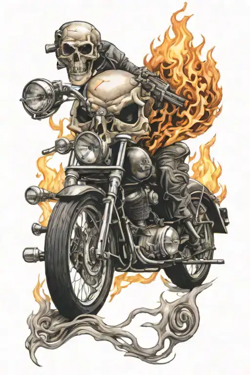 Skull On Fire Bike
