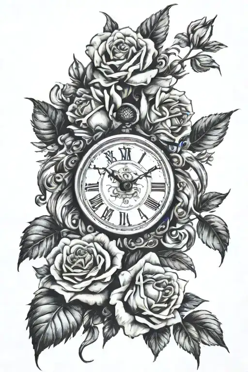 Lion And Rose And Clock