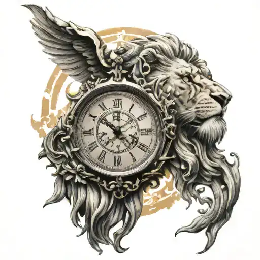 Zeus God Clock Melting Sun Rising Lion Head