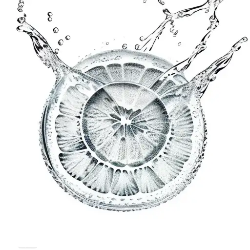 Grapefruit In A Glass With Wave Shaped Water Inside